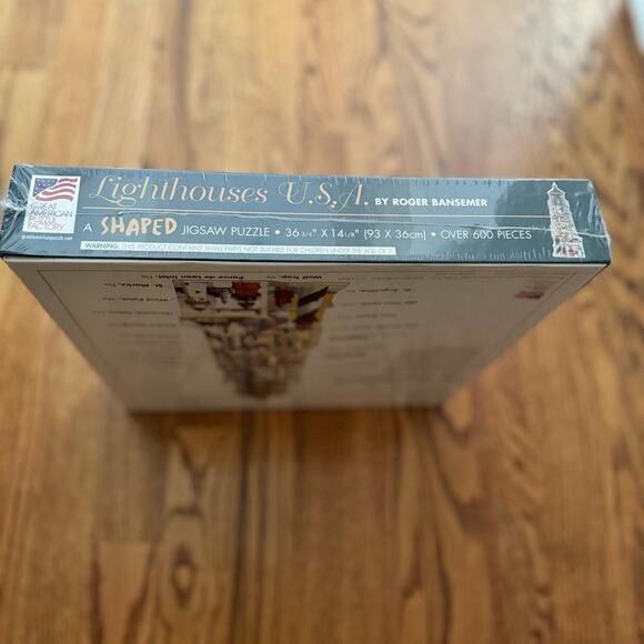 Lighthouses U.S.A. Sealed NOS Vintage Shaped Jigsaw Puzzle 600 Pieces New 2000 - Picture 4 of 11